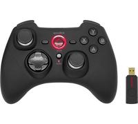 Speedlink RAIT Gamepad Wireless - Mando PC inalámbrico con función de vibración, USB 2.4GHz wireless, batería recargable 600mAh, Controller para PC / PS3 / Switch, sin cable, negro