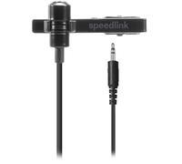 Speedlink SPES micrófono de Solapa con Cable Jack 3,5 mm - Micrófono de Solapa con Conector Jack, micrófono lavalier, Clip metálico Desmontable, cancelación de Ruido, Negro