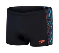 Speedo Aquashort Hyperboom Panel | Entrenamiento de natación | Fitness | Resistente al Cloro Aquashort para Hombre, Negro/Azul Picton/Rojo Sirena, 38