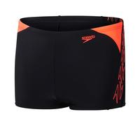 Speedo Bañador Aquashort Hyperboom Splice | Resistente al Cloro | Secado rápido | Tejido elástico | Detalle Estampado Aquashort para Niños, Negro, Rojo Sirena, 15-16 años
