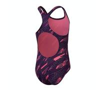 Speedo Bañador de 1 Pieza Hyperboom Allover Medalist | Resistente al Cloro | Secado rápido Traje de baño para Niñas, Azul Marino/Rosa eléctrico/Rosa Fandango, 13-14 años
