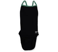 Speedo Bañador de competición con espalda abierta, tejido Endurance, para mujer - 819016-989-38, Negro/ verde brillante