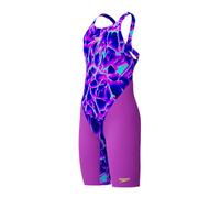 Speedo - Bañador de culote para niñas, Fastskin Junior Endurance+ Max, espalda abierta, Kneeskin, Cave Current/Neon Jelly, 9-10 años