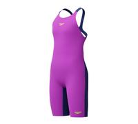 Speedo - Bañador de niña Fastskin Junior Endurance+ Max con espalda abierta hasta la rodilla, en color neón gel/azul marino noble, 15-16 años