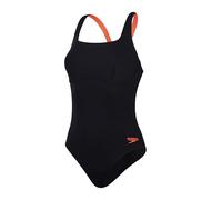 Speedo Bañador Flex con Banda y Sujetador Integrado para Nadar | Fitness en el Agua | Entrenamiento Traje de baño para Mujer, Negro/Rojo Sirena, 34