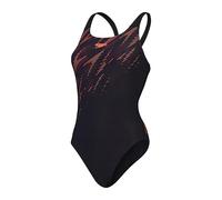 Speedo Bañador Hyperboom Placement Muscleback | Secado rápido | Entrenamiento | Fitness | Resistente al Cloro Traje de baño para Mujer, Negro/Rojo Sirena/Ciruela Dandy, 32