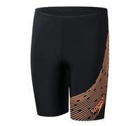 Speedo Bañador Jammer con logotipo de Medley para niños, color negro y naranja, negro/naranja, 9-10 Años