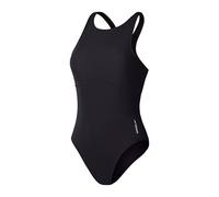 Speedo Bañador Liso de 1 Pieza con Escote Alto | Fitness | Tacto Suave | Traje de baño Traje de baño para Mujer, Antracita, M