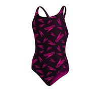 Speedo Boom Logo Medalist Bañador Niñas, Negro/Electric Pink, 13-14 Años