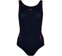 Speedo Boomstar Splice Flyback - Traje de baño de una pieza para mujer, color negro y rosa, negro/rosa, 56