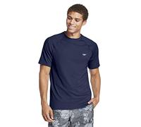Speedo Camisa de natación UV de Manga Corta para Hombre de Ajuste Regular sólido Rash Guard Shirt, Hombre, Camisa de protección de Sarpullido, MEASYSSREGSWIMSHIRT, Peacoat, L