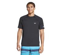 Speedo Camiseta de Manga Corta para Hombre con Ajuste Regular, Hombre, Camisa de protección de Sarpullido, MEASYSSREGSWIMSHIRT, Speedo Black, XL