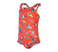 Speedo Digital Frill Thinstrap Bañador Niñas, Rosa coral/Amarillo/Giallo Yellow/New Turquoise, 9-12 M
