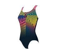 Speedo Digital Placement Splashback Bañador, por Niñas, Negro/Rosa, 13-14 años