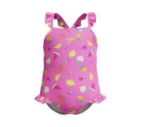 Speedo Frill Thinstrap One Piece Traje de baño para Niñas, Rosa, 6-9 años