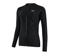 Speedo Full Zip Long Sleeve Sun Protection Rash Top Rash Top Mujer, Negro, XS