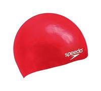Speedo Junior Plain Moulded Silicone Junior Gorro de natación Junior Unisex, Rojo, Talla Única