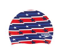 Speedo Gorro de natación Unisex para Adultos, Silicona, RAD, Blanco y Azul