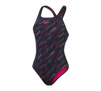 Speedo HyperBoom Allover Medalist Bañador, Black/Electric Pink/USA Charcoal, 28 Women's