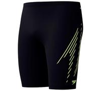 Speedo Hyperboom Placement Jammer, Swim Training, Fitness, Chlorine Resistant Jammer para Hombre, Black/Hyper Yellow, 28