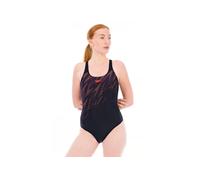 Speedo Bañador Hyperboom Placement Muscleback | Secado rápido | Entrenamiento | Fitness | Resistente al Cloro Traje de baño para Mujer, Negro/Rojo Sirena/Ciruela Dandy, 36