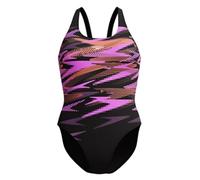 Speedo Hyperboom Placement Muscleback Bañador para mujer, secado rápido y resistente al cloro, color: negro-rosa, talla: 44