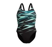 Speedo Hyperboom Placement Muscleback Bañador para mujer, secado rápido y resistente al cloro, color: negro-verde, talla: 40