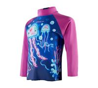 Speedo Infant Long Sleeve Printed Sun Protection Rash Top Rash Guard Shirt Niñas, Azul/Rosa, 3 Años