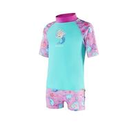 Speedo Infant Short Sleeve Printed Sun Protection Rash Top Set Guard Shirt Niñas, Verde/Rosa, 5 Años