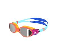 Speedo Junior Biofuse 2.0 Swimming Goggles | Patented Easy Adjustment | Anti-Fog | Anti-Leak | Enhanced Fit | Improved Comfort, Cobalt Pop/Marine Blue/Volcanic Orange/Chrome, One Size