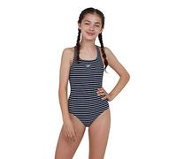 Speedo Junior Girl's ECO Endurance+ Medalist Swimsuit | Chlorine Resistance | Recycled Fabric | Comfort Fit | Swimming Lessons | Swim Holiday, True Navy/White, 5-6 Years