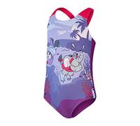 Speedo Learn to Swim Printed Crossback Bañador Niñas, Magic Sangria/Sweet Taro/Hellium, 2 Años