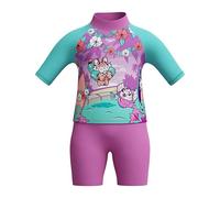 Speedo Learn to Swim Sun Protection Top & Shorts, Junior Girls, Holiday Wear, UV Protection Traje de baño de Dos Piezas para Niñas, Neon Violet, 3 années