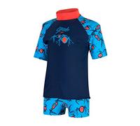 Speedo Loco Burst Essential Bañador, Bebé-Niñas, Azul Marino/Naranja Vivo, 2XL