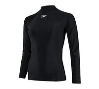 Speedo Long Sleeve Sun Protection Rash Top Rash Top Mujer, Negro/Blanco, L