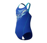 Speedo Medley - Traje de baño con logotipo de Medley para niñas, color zafiro profundo/azul maya, Zafiro profundo/azul maya, 13-14 años