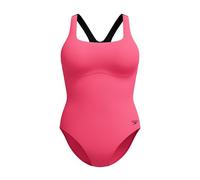 Speedo Mujer Flex Band Swimsuit with Integrated Swim Bra | Swim Fitnes | Training, Raspbery Fill/Vermilion/Punch, 34