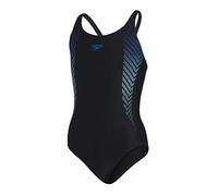 Speedo Niñas Bañador Plastisol Placement Muscleback, Negro/Blue Flame/Light Adriatic, 5-6 Años