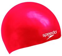 Speedo plain moulded silicone junior cap blanco/rojo
