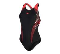 SPEEDO Plastisol Laneback Bañador de competición, Mujeres, Black/Fed Red/White (Multicolor), 30