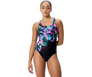 Speedo printed powerback one piece glitchy garden/black l - uk36