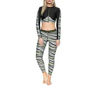 Speedo Reflect Wave Rash Top AF Manga Larga, Mujer, Black/Bright Zest/White, M