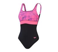 Speedo Shaping ContourEclipse Printed 1 Piece Bañador, por Mujer, Negro/Rosa, 40