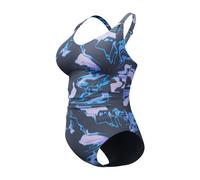 Speedo Shaping Printed V Neck Traje de baño de una Pieza para Mujer, Purple Mist, 42
