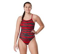 Speedo Swimsuit One Piece Endurance+ Cross Back Printed Adult Team Colors Disfraz de, Contort Rojo, 32 Mujeres