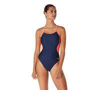 Speedo Swimsuit One Piece Prolt Flyback Solid Adult Colors Traje de baño de una Pieza, Eco Splice Team Azul Marino/Rojo, 30 Mujeres