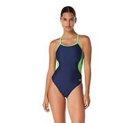 Speedo Swimsuit One Piece Prolt Flyback Solid Adult Colors Traje de baño de una Pieza, Mujeres, Eco Splice Team Azul Marino/Verde Brillante, 26
