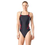 Speedo Traje de baño de una Pieza Powerflex Flyback Solid Adult Team Colors Traje de baño de una Pieza, Mujer, Traje de baño de una Sola Pieza, WTEAMPWRFLXFLYBSOLID1PCA, Negro/Rojo, 52