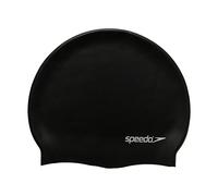 Speedo Unisex Flat Silicon Swim Cap | Hair Protect, Black, One Size
