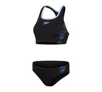 Speedo W Placement Bikini Negro - Bikini clásico Deportivo para Mujer, Talla 42 - Color Negro - Verdadero Cobalto - Curioso, Black True Cobalt - Curious Blue, 42